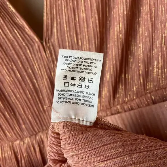 Sabina Musayev Dress Skylar Pink‎ Metallic Plisse V-Neck Sleeveless Minidress M - Picture 9 of 9